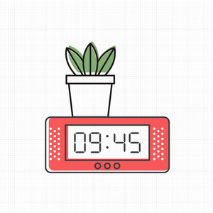 植物在锅盖上数字时钟图标