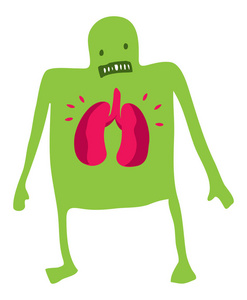 伤肺担心伙计带疼痛或伤肺照片