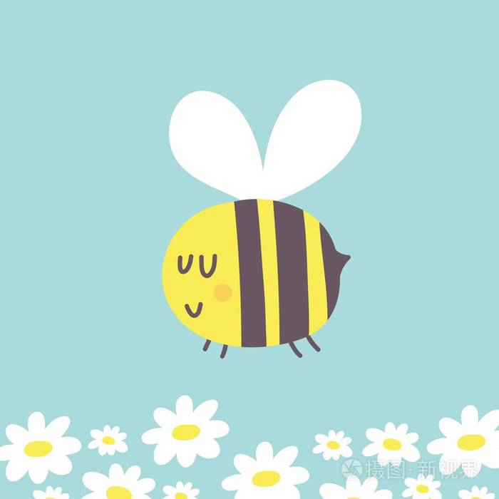 可爱的卡通蜜蜂打印