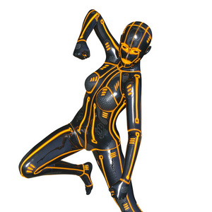 3d cg 渲染的女机器人