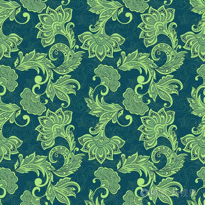 蜡染风格印度无缝花纹