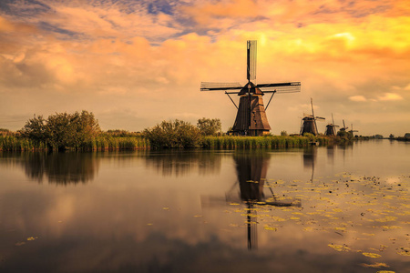 传统荷兰风车风车村世界文化遗产
