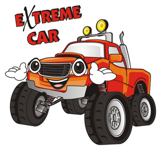 看着天空, 神话生物卡通人物矢量插图白色背景一个大脚车在钉子上的