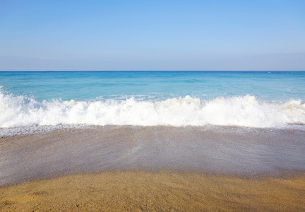 海浪和沙滩。