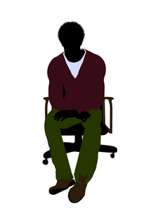 非裔美国人休闲男坐在椅子上图片