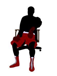 坐在椅子上的男拳击手插图