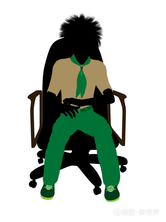 坐在椅子上的童子军剪影