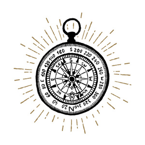手绘复古指南针矢量图照片