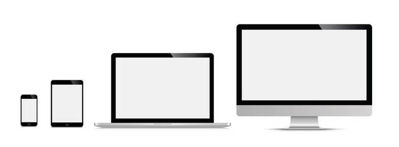 现实的显示器 笔记本电脑 平板电脑 智能手机股票矢量集
