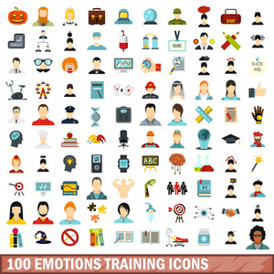 100 情绪训练平面样式图标集
