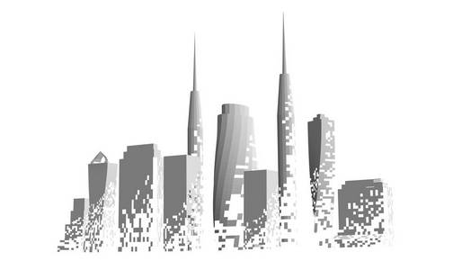 建筑与城市的插图。孤立在白色背景上的插图。您设计的的图形概念