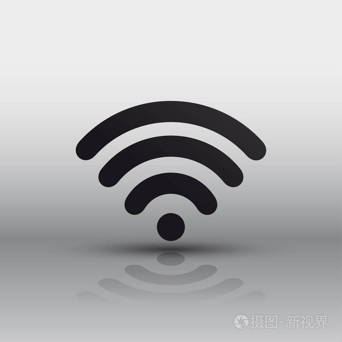 无线网络图标黑色阴影矢量图孤立的灰色背景为您的设计