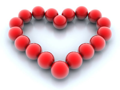 数组路径心形的红球照片