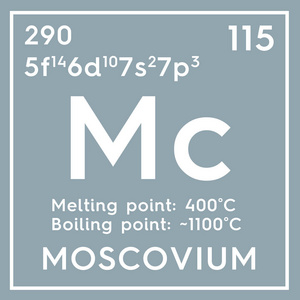 Moscovium。后过渡金属。门捷列夫元素周期表中的化学成分