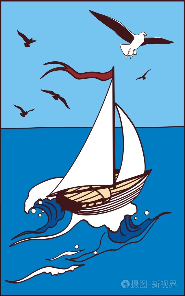 游艇和海鸥