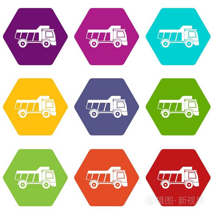 玩具卡车图标设置颜色六面体