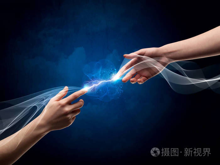 通过手指在空间连接的手