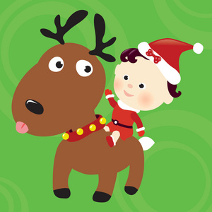 圣诞驯鹿和儿童