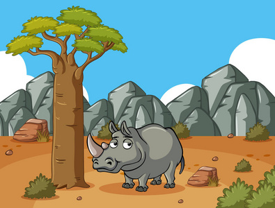 犀牛在沙漠的领域