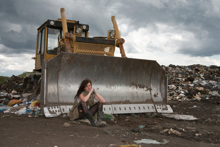 无家可归的女孩.照片