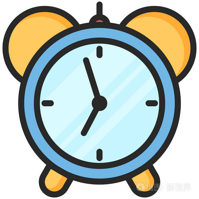 简单的矢量图标的一个经典的闹钟在平面样式.像素完美.基本教育元素.