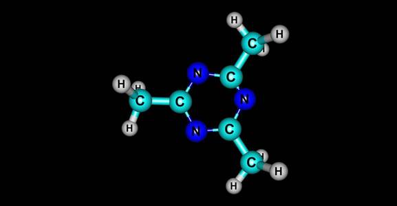 2,4,6三甲基1,3,5三嗪分子结构上黑色孤立