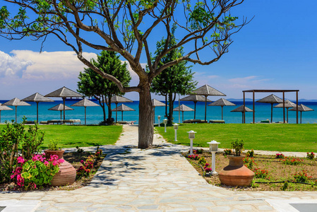 希腊萨摩斯岛海岸上风景如画的海滩