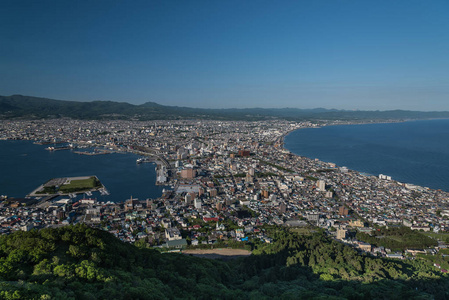 从北海道函馆山市自治州 日本函馆鸟瞰图