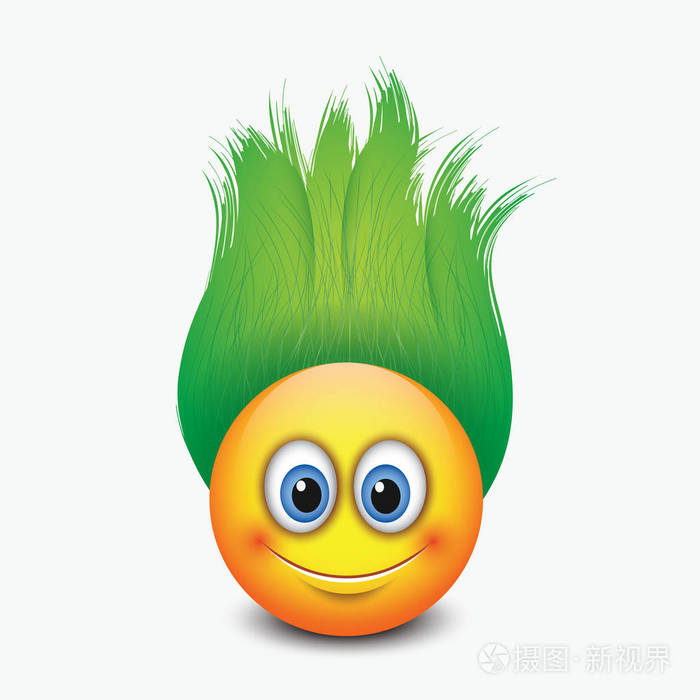 绿色的头发可爱图释