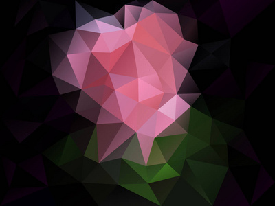 矢量抽象不规则多边形背景，粉色 绿色和黑色的颜色玫瑰的三角模式