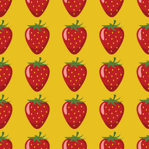 草莓矢量无缝模式。卡通水果时尚纹理。为水果设计重复草莓果实无缝图案背景