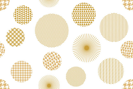 日本的金色打印。无缝矢量模式具有不同的几何形状