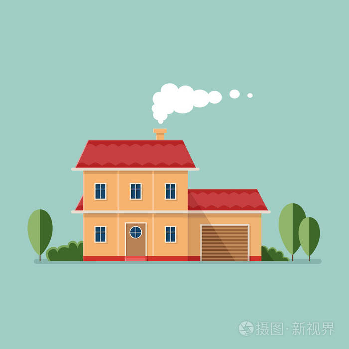 图形的装饰房子.景观的极简风格反抗