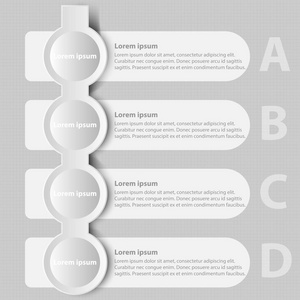 简单的白色 3d 纸圈网站演示文稿封面海报矢量设计信息图图概念标记四个主题
