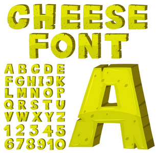 在黄色英文字母的字体设计图片
