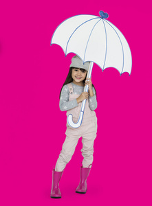 小女孩用油纸伞图片
