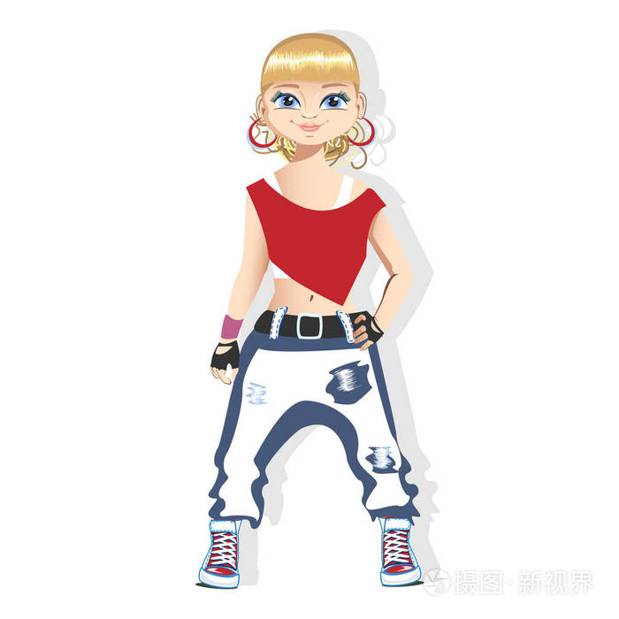街舞者穿明亮衣服的女孩