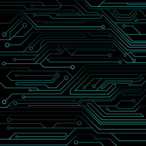 高科技背景的蓝色颜色从电脑板与 Led 和霓虹灯的连接器。计算机电路。矢量图