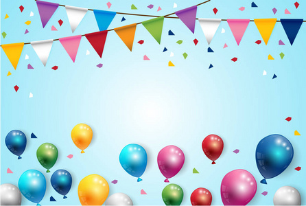 生日彩色气球和党标志背景矢量