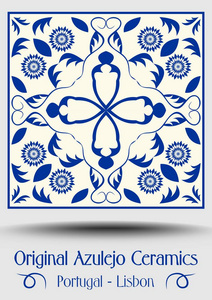 陶器陶器瓷砖 蓝色和白色 azulejo 原始的传统葡萄牙和西班牙风格的装饰