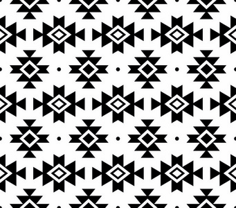 阿兹台克矢量模式 部落背景，纳瓦霍人设计中白底黑色图案