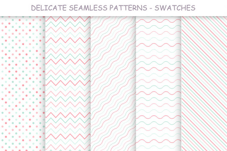 无缝花纹细致的集合。柔和的颜色