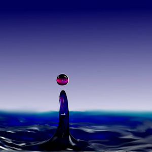 滴液 一个球和不同颜色的水一列