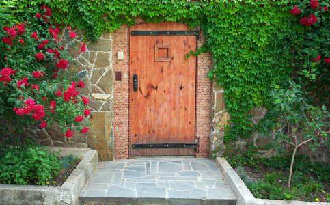 农村花园房子门口图片