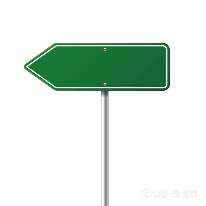绿色道路交通标志.与地方为文本的空白板.样机.孤立的信息标志.方向.
