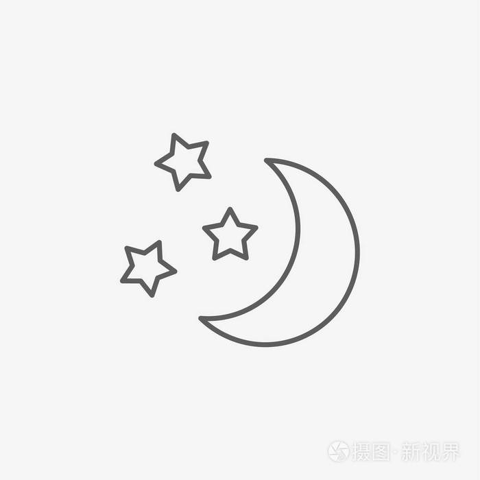 月亮和星星在晚上插画-正版商用图片0184hi-摄图新视界