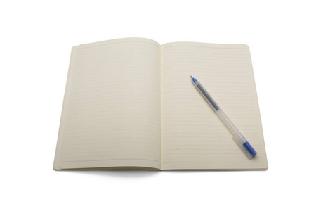 用蓝色钢笔空白笔记本