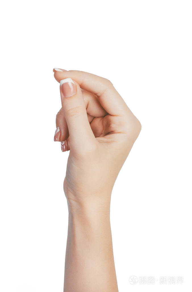 成年女性女人手需要抓住什么东西上白色孤立