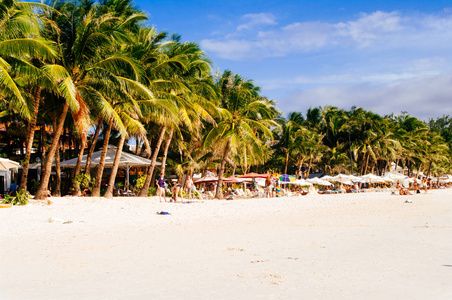 景观的天堂热带岛屿与棕榈树和白色沙滩。旅游景点亚洲菲律宾