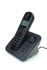 现代黑色数字无绳电话，带答录机